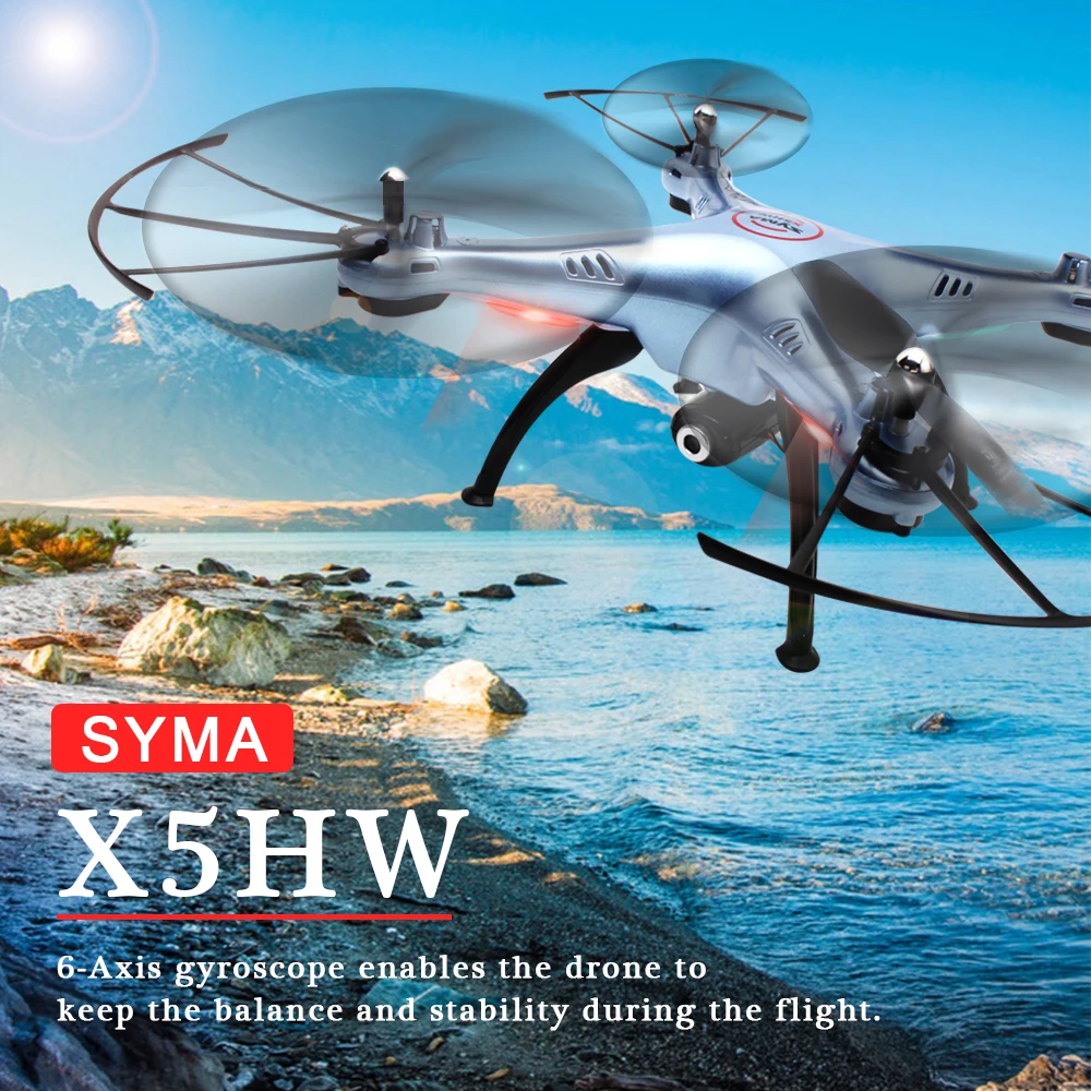 

SYMA X5HW RC Helicopter 2.4GHz 4CH 6-Axis Gyro Aircraft Drone with 0.3MP FPV WIFI Camera Remote Control Quadcopter Gift Toys