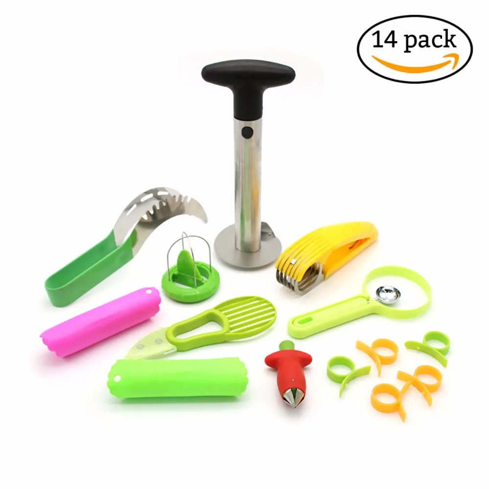 new fruit & vegetable tools eco-friendly Fruit Slicer Set 14Pcs Vegatable Peeler Cutter Core Remover Stainless Steel Plastic
new fruit & vegetable tools eco-friendly Fruit Slicer Set 14Pcs Vegatable Peeler Cutter Core Remover Stainless Steel Plastic