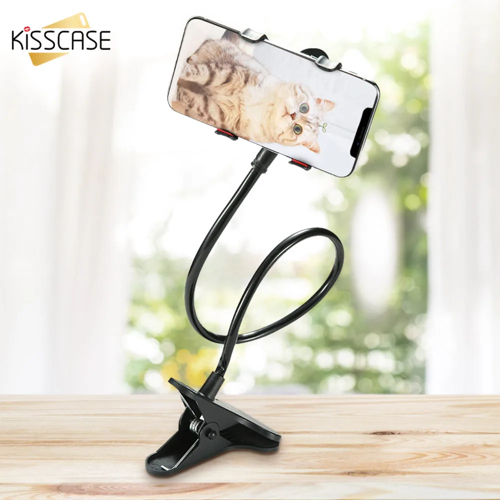 KISSCASE 360 Вращающийся гибкий длинный кронштейн для iPhone Samsung настольный держатель