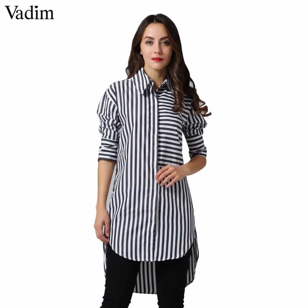 Vadim chic casual striped loose long blouse three quarter sleeve high street turn down collar shirt female oversized tops
Vadim chic casual striped loose long blouse three quarter sleeve high street turn down collar shirt female oversized tops