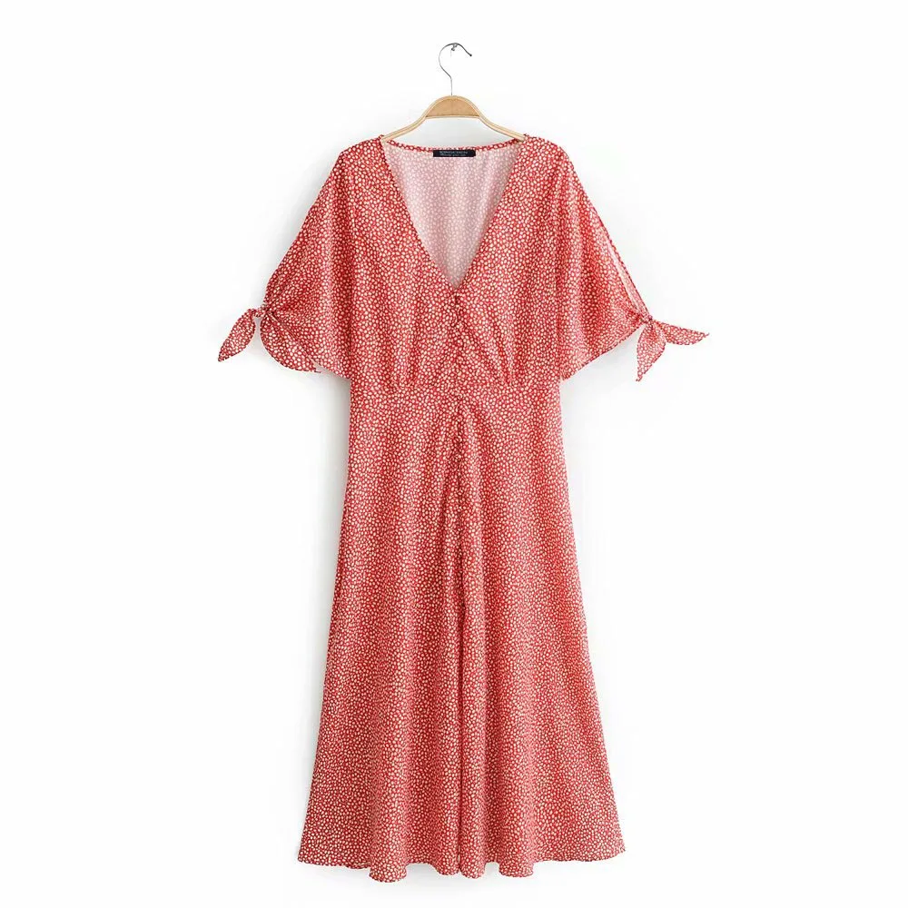 2019 New Fashion Women Red Floral Print Button Up Long Dress Female Summer V Neck Short Bow Sleeve Bohomian Dresses vestidos
2019 New Fashion Women Red Floral Print Button Up Long Dress Female Summer V Neck Short Bow Sleeve Bohomian Dresses vestidos
