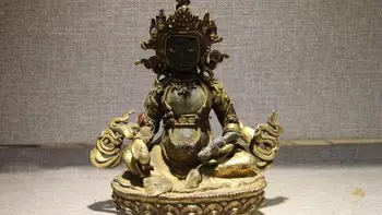 Nepal Monastery Copper Bronze Gilt inlay crystal Gem Wealth God Jambhala Buddha
Nepal Monastery Copper Bronze Gilt inlay crystal Gem Wealth God Jambhala Buddha