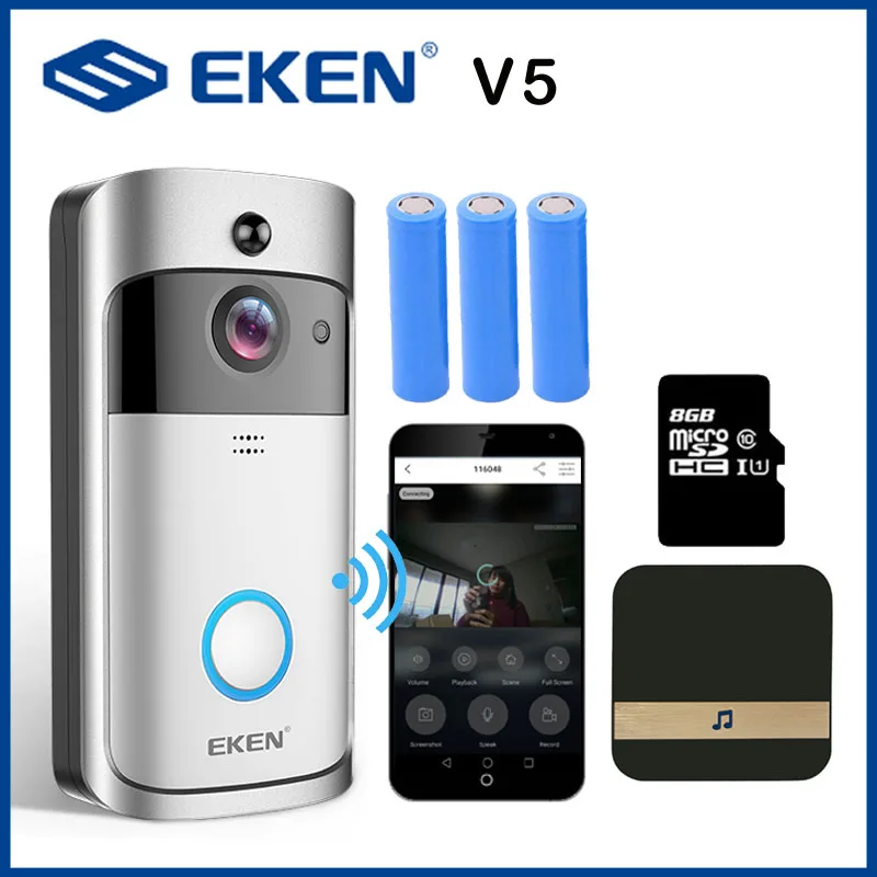 EKEN Smart doorbell V5 wifi door bell camera Visual Intercom with Chime Night vision IP Wireless Home FIR Alarm Security Camera
EKEN Smart doorbell V5 wifi door bell camera Visual Intercom with Chime Night vision IP Wireless Home FIR Alarm Security Camera