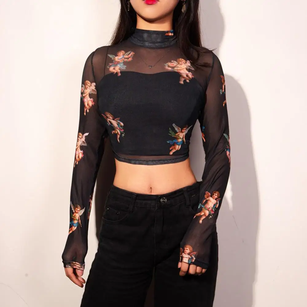 2019 Women Sexy Harajuku Mesh Tops Long Sleeve See Through T Shirt Transparent sexy Print T-shirt Femininas Clubwear %8
2019 Women Sexy Harajuku Mesh Tops Long Sleeve See Through T Shirt Transparent sexy Print T-shirt Femininas Clubwear %8