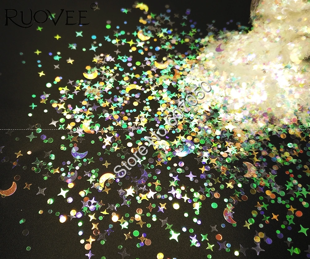 Mix Size Moon Stars White with Colorful Light Tints Shining Nail Glitter Shape for Glitter Christmas Craft Makeup Art Decoration
Mix Size Moon Stars White with Colorful Light Tints Shining Nail Glitter Shape for Glitter Christmas Craft Makeup Art Decoration