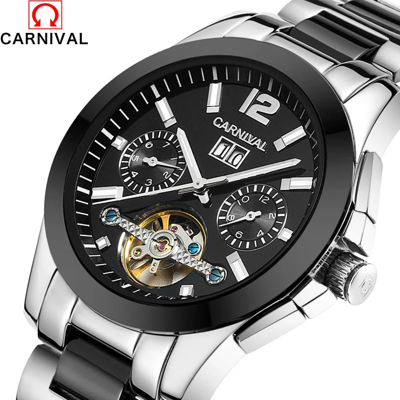 CARNIVAL Skeleton mechanical watch luxury men black waterproof fashion casual military brand sports watches relogios wristwatch
CARNIVAL Skeleton mechanical watch luxury men black waterproof fashion casual military brand sports watches relogios wristwatch