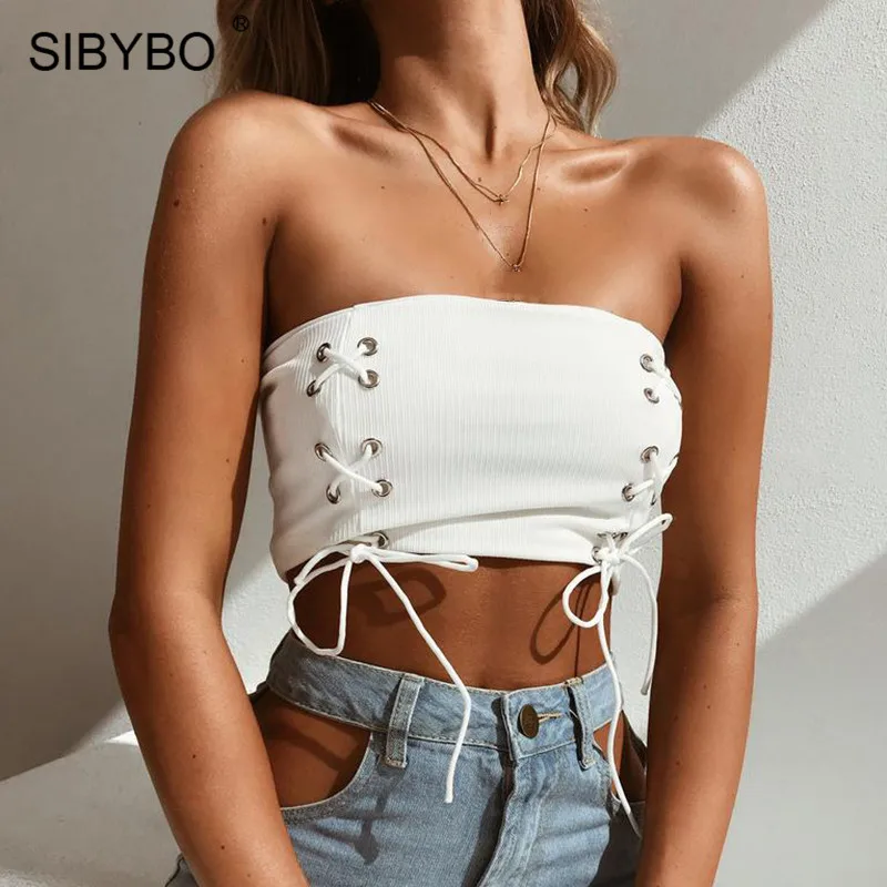 Sibybo Lace Up Strapless Sexy Tops for Women Off Shoulder Bandage Slim Short Tank Top Women Cotton Casual Summer Women Tops
Sibybo Lace Up Strapless Sexy Tops for Women Off Shoulder Bandage Slim Short Tank Top Women Cotton Casual Summer Women Tops