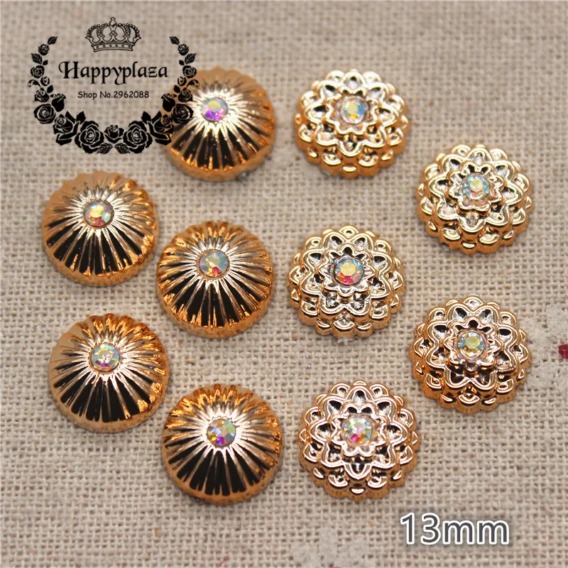 50PCS 13mm Shiny AB Stone Golden Flower Plastic Flatback Button Decoration Sewing Craft Scrapbook Accessories
50PCS 13mm Shiny AB Stone Golden Flower Plastic Flatback Button Decoration Sewing Craft Scrapbook Accessories