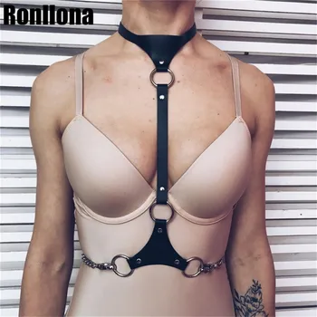 Fashion Punk Cupless Bra Top Leather Harness Belt Body Bondage Chest Strap Black Studded Rivet Crop Top Sexy Women Harness Belts
Fashion Punk Cupless Bra Top Leather Harness Belt Body Bondage Chest Strap Black Studded Rivet Crop Top Sexy Women Harness Belts