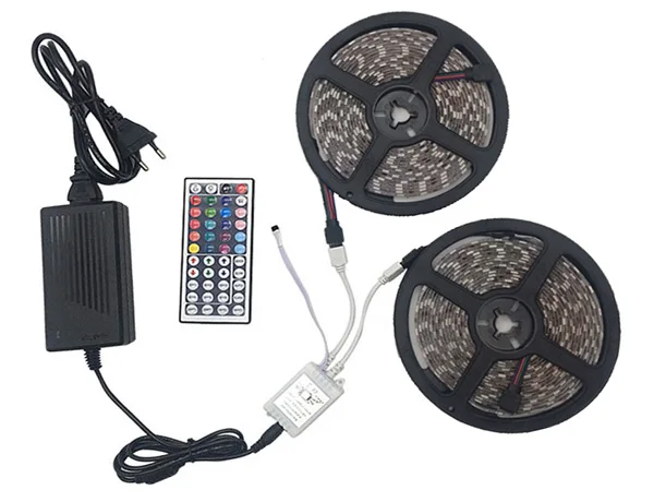 5m 10m Waterproof LED RGB strip light SMD 5050 Light 44key remote controller Power Adapter RGB Fita Ribbon Lamp led strip set (4)