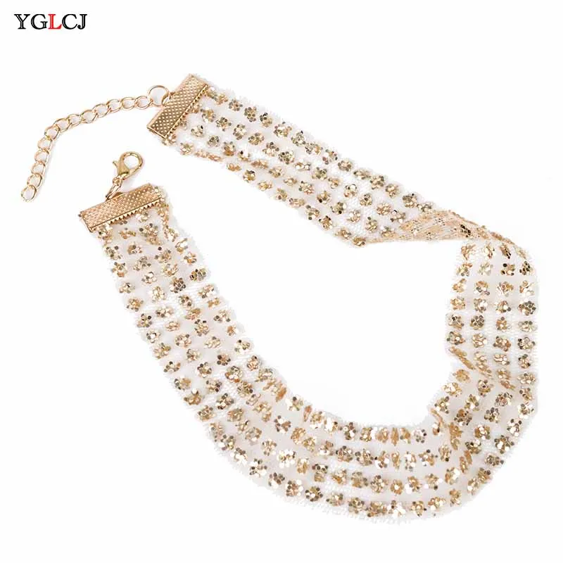 Sale 1PC Gold crystal sexy sequin necklace For Women chocker clavicle chain female neck jewelry
Sale 1PC Gold crystal sexy sequin necklace For Women chocker clavicle chain female neck jewelry