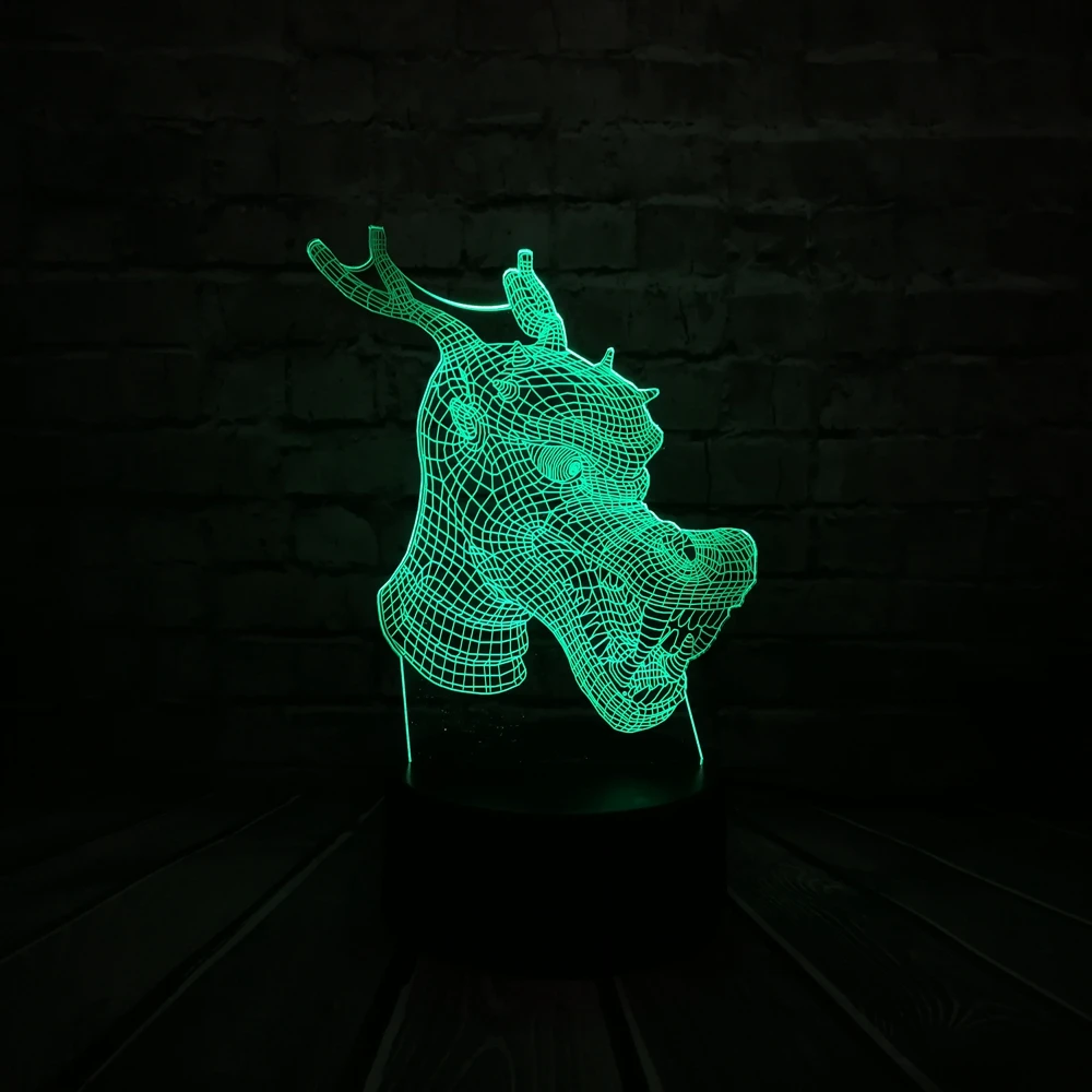 Fun 3D Acrylic USB Charge Luster Animal Dragon Head Illusion LED Baby Sleep Decor Table Mood Night Light Children's Day Gift Toy
Fun 3D Acrylic USB Charge Luster Animal Dragon Head Illusion LED Baby Sleep Decor Table Mood Night Light Children's Day Gift Toy