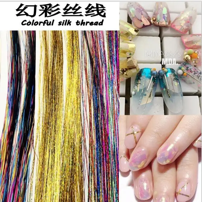 New manicure phantom silk line decoration colorful gradient color gold and silver long line silk phototherapy nail decoration
New manicure phantom silk line decoration colorful gradient color gold and silver long line silk phototherapy nail decoration