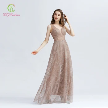 SSYFashion New Evening Gown Banquet Elegant V-neck Floor-length Sleevelss Sequins Long Party Formal Gown Vestido De Noche
SSYFashion New Evening Gown Banquet Elegant V-neck Floor-length Sleevelss Sequins Long Party Formal Gown Vestido De Noche