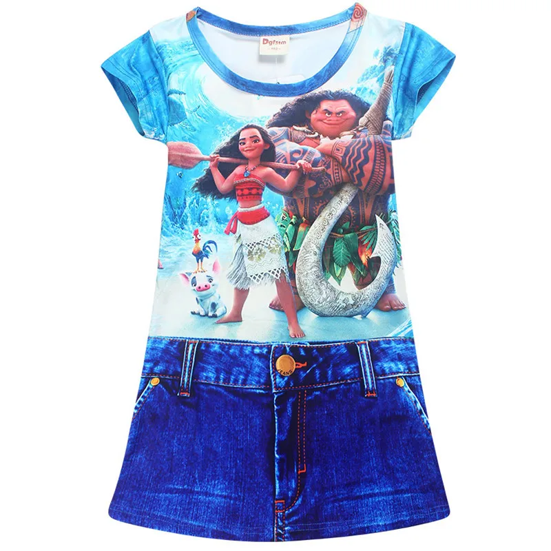 Lady Bug Moana Trolls Cartoon Clothes Kids Short Sleeve Dress Miraculous Ladybug Dresses for Girls Summer Evening Party Clothing (3)