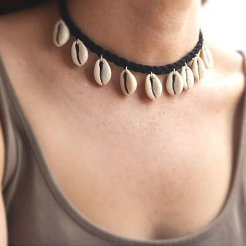 2019 Fashion Black Rope Chain Natural Seashell Choker Necklace Collar Necklace Shell Choker for Summer Beach Girl Jewelry Gifts
2019 Fashion Black Rope Chain Natural Seashell Choker Necklace Collar Necklace Shell Choker for Summer Beach Girl Jewelry Gifts
