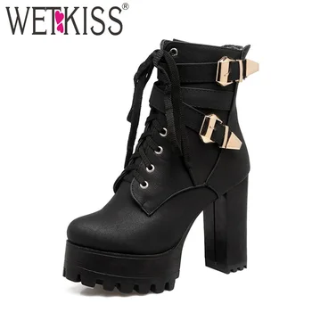 WETKISS 2019 Super Big Size 33-48 Motorcycle Women's Ankle Boots Buckle Strap Thick High Heels Platform Shoes Woman Winter Boots
WETKISS 2019 Super Big Size 33-48 Motorcycle Women's Ankle Boots Buckle Strap Thick High Heels Platform Shoes Woman Winter Boots
