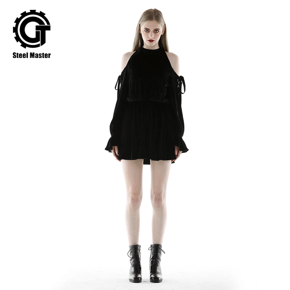 2019 Punk Spring Sexy Hanging Neck Leaking Shoulders Waist Small Black Dress Velvet Dress Hepburn Ladies Dress Vintage Dress
2019 Punk Spring Sexy Hanging Neck Leaking Shoulders Waist Small Black Dress Velvet Dress Hepburn Ladies Dress Vintage Dress