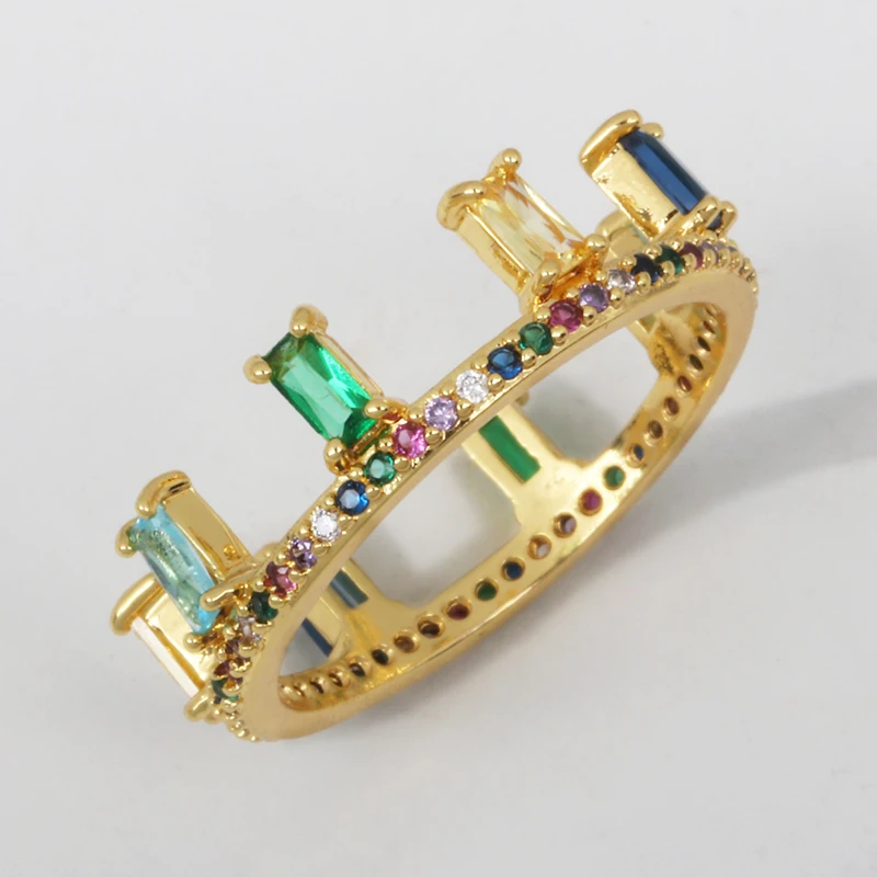 Top Quality mix rainbow Color cubic Zircon band finger Ring for Women Gold baguetee cz Crystal fashion moda ring jewelry 2019
Top Quality mix rainbow Color cubic Zircon band finger Ring for Women Gold baguetee cz Crystal fashion moda ring jewelry 2019