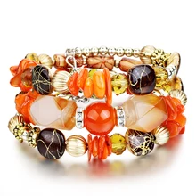 Liujun Boho רב שכבתי חרוזים ברכת צמידי לנשים שרף אבן צמידים & צמידי Pulseras תכשיטים אתניים תכשיטים מלאכותיים(China)