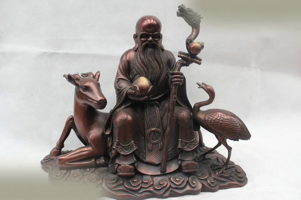 DS 11"China Chinese Red Bronze Sit Deer crane longevity the god of longevity Statue
DS 11"China Chinese Red Bronze Sit Deer crane longevity the god of longevity Statue