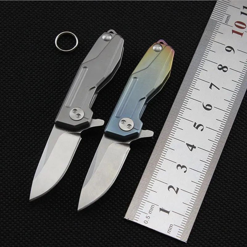 58-60HRC D2 blade Titanium alloy handle Mini pocket folding knife High Quality EDC key chain knife outdoor camping utility tool
58-60HRC D2 blade Titanium alloy handle Mini pocket folding knife High Quality EDC key chain knife outdoor camping utility tool