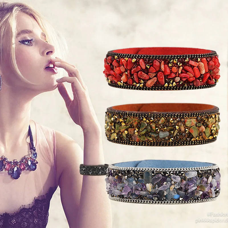 Charms Cuff Friendship Bracelets bangles Leather With Crystals Natural Stone Bracelet For Girls Women Jewelry Gifts 1.9*20CM
Charms Cuff Friendship Bracelets bangles Leather With Crystals Natural Stone Bracelet For Girls Women Jewelry Gifts 1.9*20CM