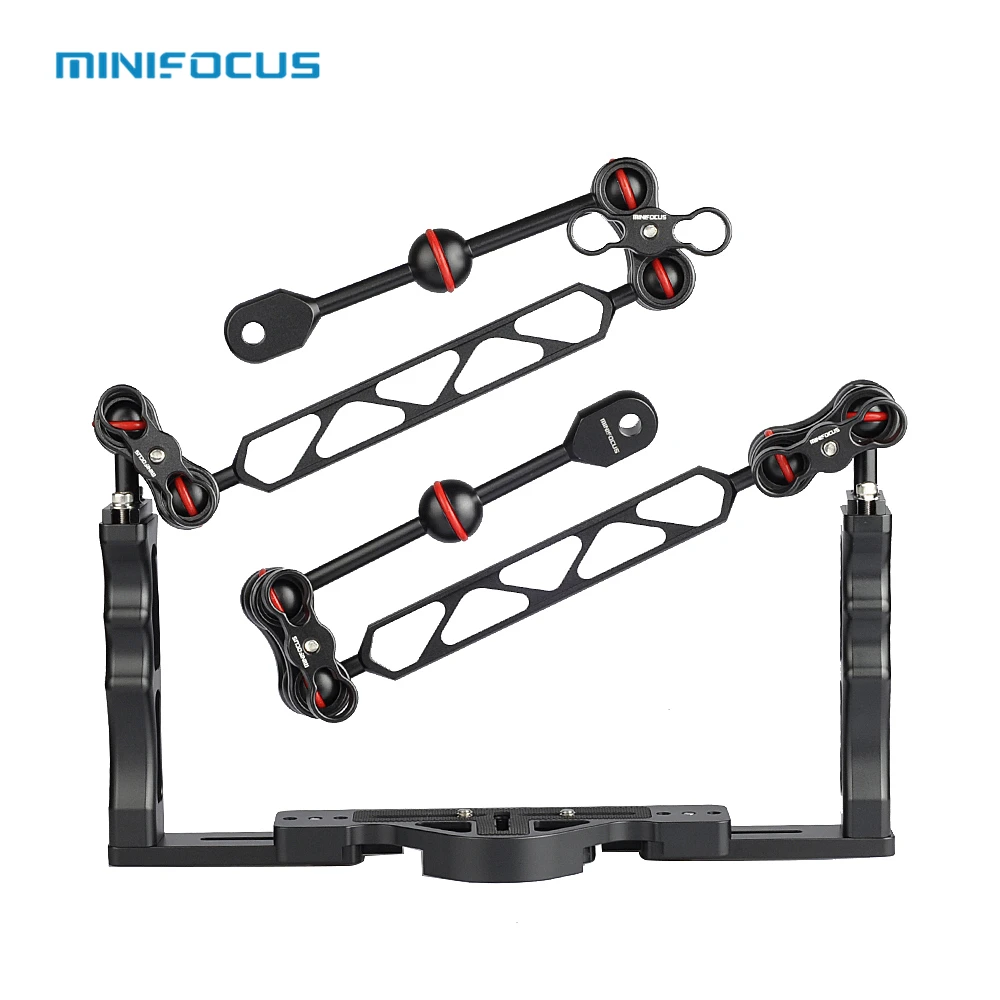 Aluminium Dual Handle Tray/Grip Set for Underwater Camera Housings with 8'' Double Ball Light arm and Diving Ball clamp Ys Head
Aluminium Dual Handle Tray/Grip Set for Underwater Camera Housings with 8'' Double Ball Light arm and Diving Ball clamp Ys Head