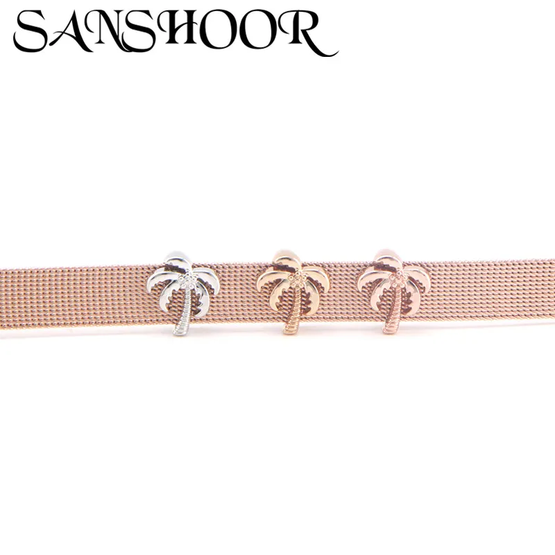 SANSHOOR Jewelry Plant Palm Coconut Tree Slider Keeper Charms Fit 10mm Stainless Steel Mesh Bracelets for DIY Accessories Making
SANSHOOR Jewelry Plant Palm Coconut Tree Slider Keeper Charms Fit 10mm Stainless Steel Mesh Bracelets for DIY Accessories Making