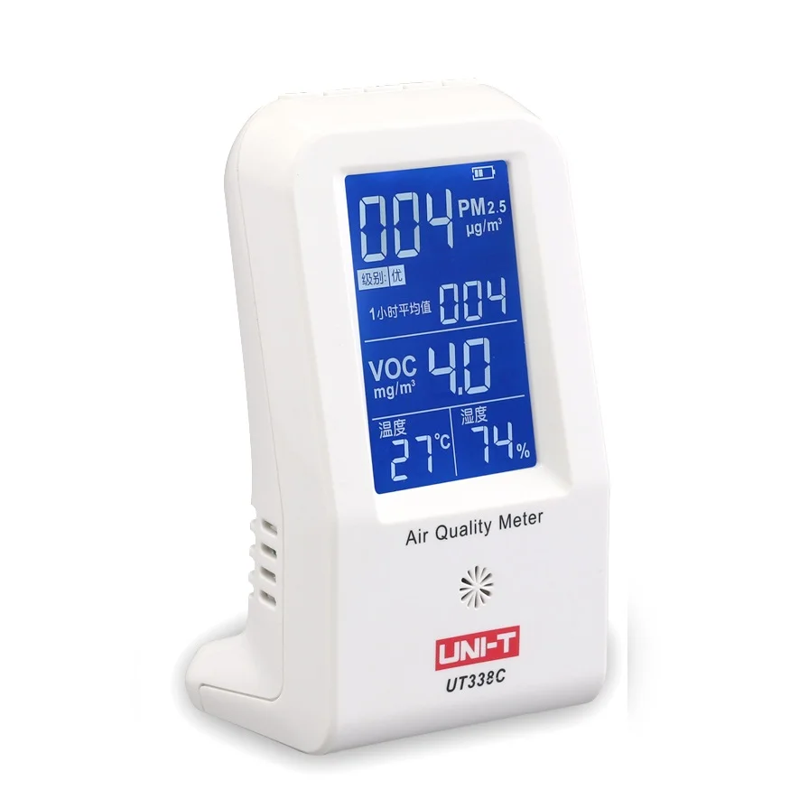 

Air Quality Meter Uni-t UT338C VOC Formaldehyde Detector PM2.5 Monitoring Tester Dust Haze Temperature Humidity Moisture Meter