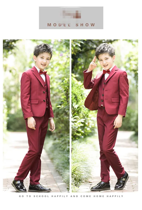 5pcs/set Boys Blazer Suits Kid Boy Wedding Suits Black Blue and Red Blazer Dress Costume Garcon Formal Blazer Suits 11