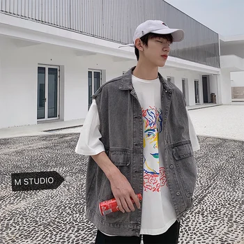 2019 Summer Men's Work Clothes Cowboy Vest Jeans Man Male Sleeveless Vest Men Loose High-quality Blue/black Color Denim Vests
2019 Summer Men's Work Clothes Cowboy Vest Jeans Man Male Sleeveless Vest Men Loose High-quality Blue/black Color Denim Vests