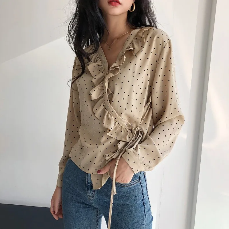 2019 New Arrival Women Tops Casual V-Neck Long Sleeves Blouses Spring Summer Chiffon Polka Dots Shirt
2019 New Arrival Women Tops Casual V-Neck Long Sleeves Blouses Spring Summer Chiffon Polka Dots Shirt