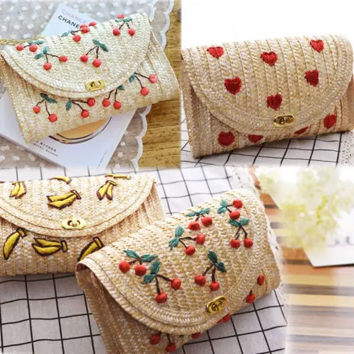 Girls Hot Fruit Rectangle Crossbody Straw Bags Pure Handmade Cherry Embroidery Shoulder Bag Woven Rattan Messenger Bags
Girls Hot Fruit Rectangle Crossbody Straw Bags Pure Handmade Cherry Embroidery Shoulder Bag Woven Rattan Messenger Bags
