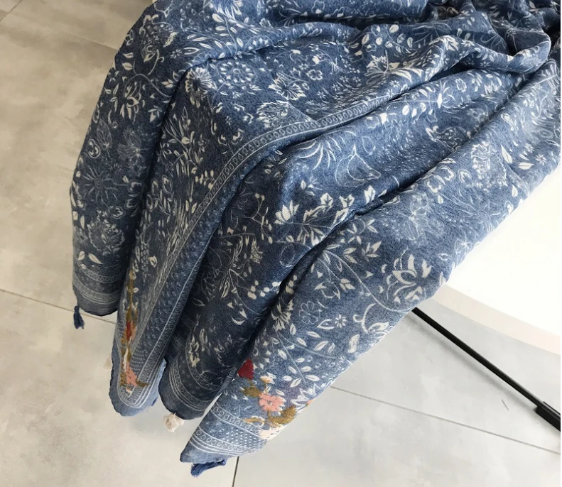 Шарф с кисточками и цветочным принтом длинный хлопковый хиджаб 10 шт./лот 2018 |