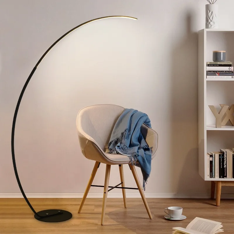 Slim-Design-LED-Floor-Lamp-with-Long-Arm-in-Black-or-White-Dimmable-LED-with-Remote