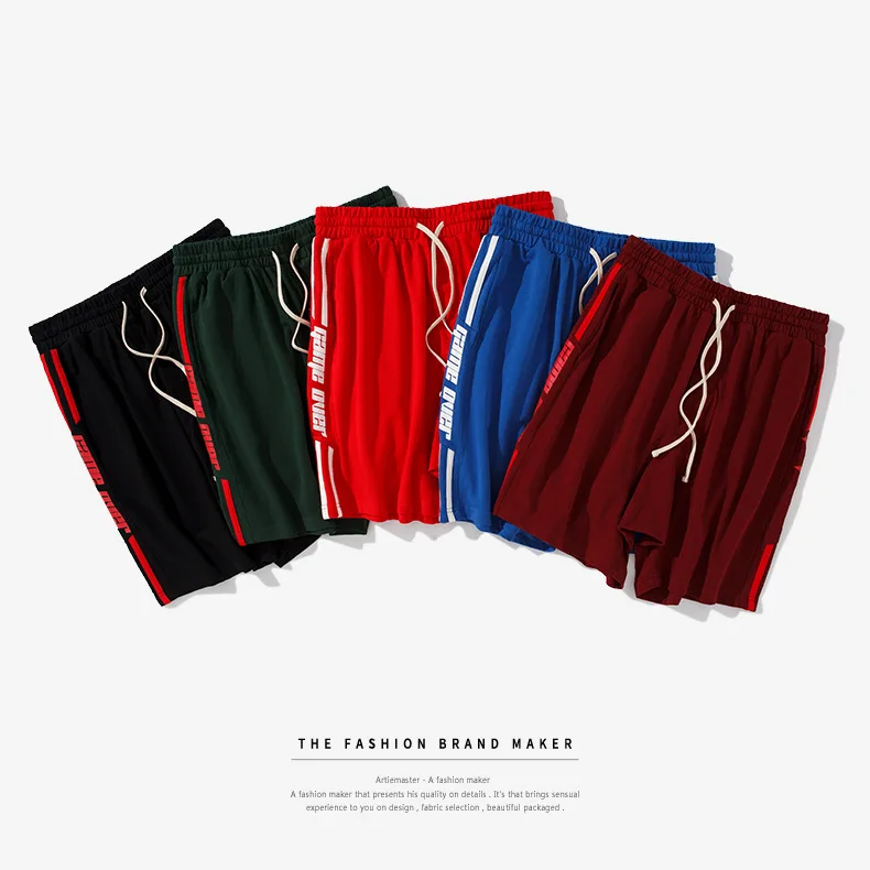 Passion Letter Printed Side Stripe Man's Shorts Sportswear Contrast Color High Street Sweatpants Vintage Drawstring Mens | Мужская
