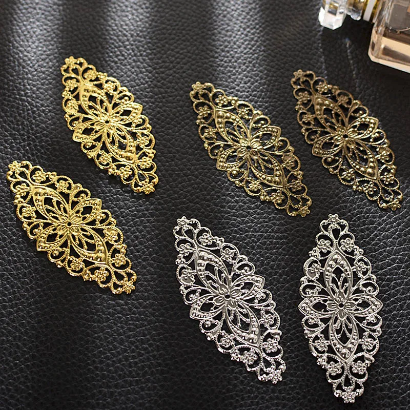 10pcs Metal Filigree Flower Gold Bronze Silver Color Wraps Connector For Diy Jewelry Making Handmade Crafting Findings 35x80mm
10pcs Metal Filigree Flower Gold Bronze Silver Color Wraps Connector For Diy Jewelry Making Handmade Crafting Findings 35x80mm