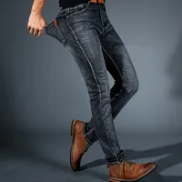 NIBESSER Autumn Winter Men's Fashion Jeans Business Casual Stretch Slim Jeans Denim Pants Classic Trousers Male 2018 New image