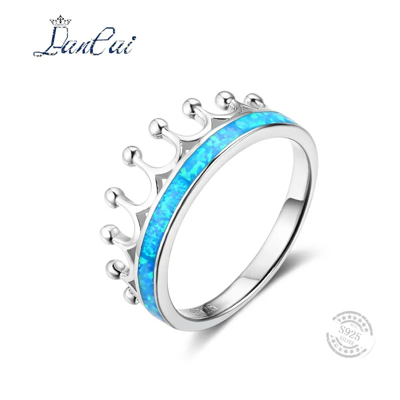 LANCAI Классический Корона Форма Синий огненный опал кольцо для Для женщин 100% 925