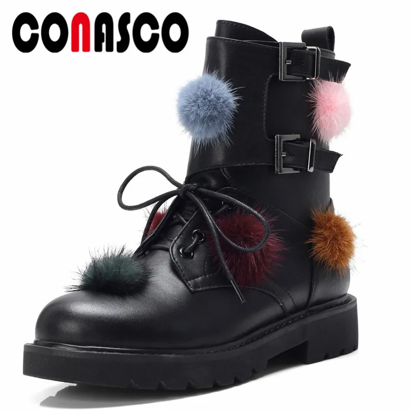 CONASCO New Women Cow Leather Ankle Boots Fashion Cute Sexy Party Night Club Shoes Woman Zipper Round Toe Motorcycle Boots
CONASCO New Women Cow Leather Ankle Boots Fashion Cute Sexy Party Night Club Shoes Woman Zipper Round Toe Motorcycle Boots