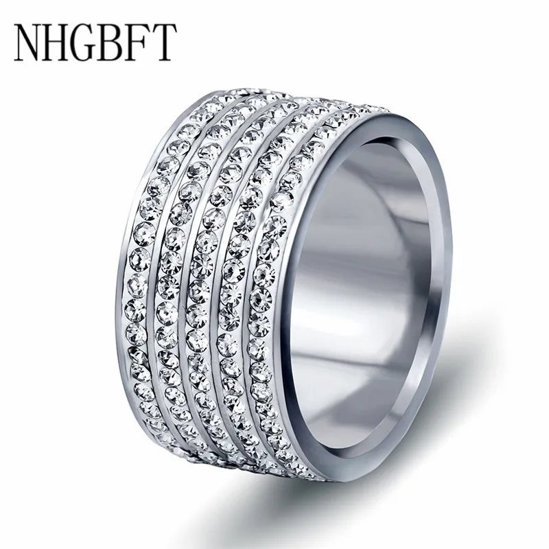 NHGBFT 12MM Wide Rose gold Color 5 Row CZ Ring Women Stainless Steel Wedding Engagement Rings Dropshipping
NHGBFT 12MM Wide Rose gold Color 5 Row CZ Ring Women Stainless Steel Wedding Engagement Rings Dropshipping
