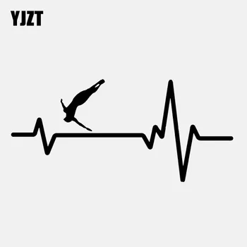 

YJZT 16.6CM*7.7CM High Dive Cliff Platform Guy Heartbeat Decal Vinyl Black/Silver Car Sticker C22-1242