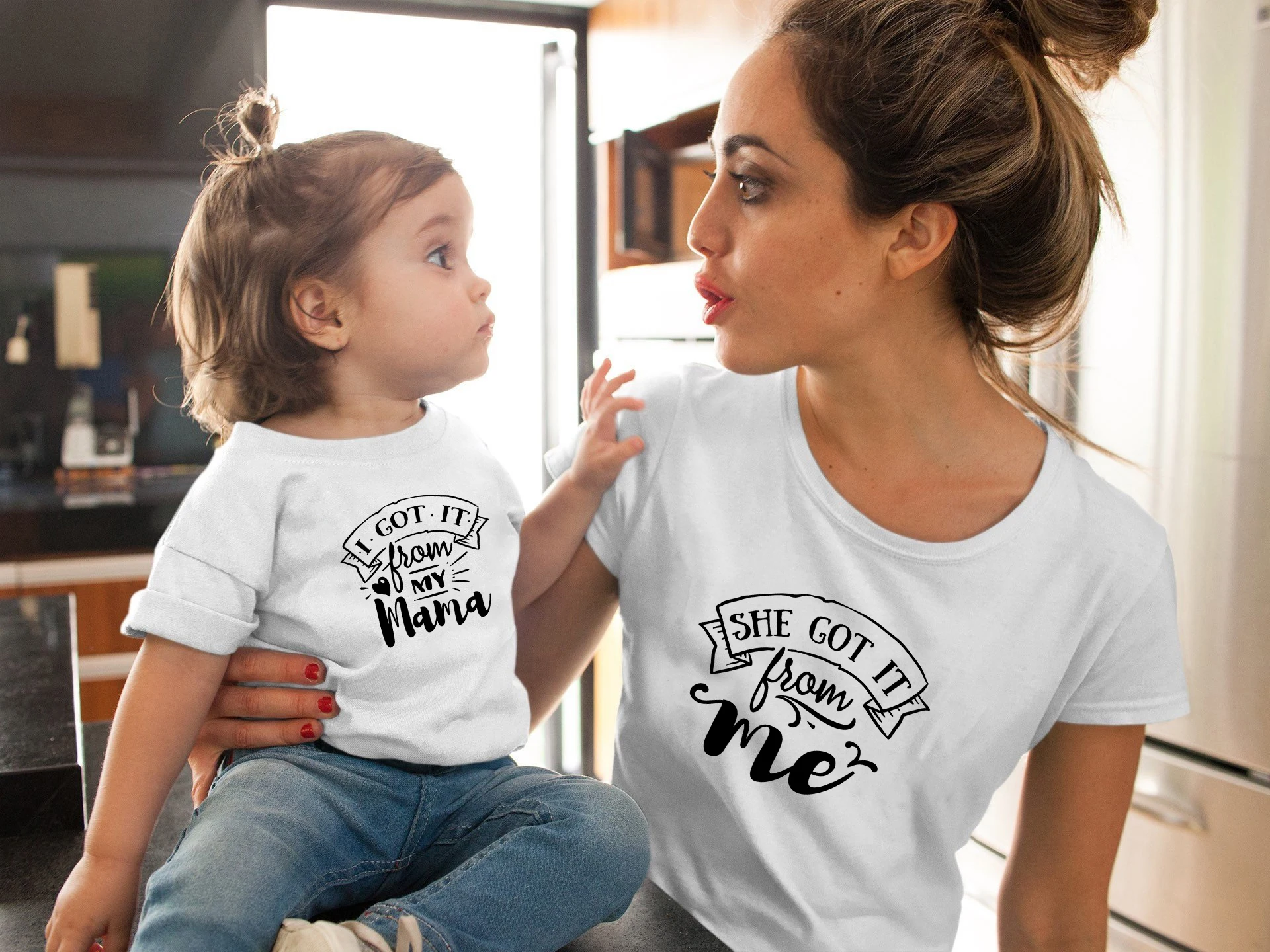 She Got It From Me and I Got From My Mama Mom Daughter Summer Short-sleeve Famliy Matching Clothes T-shirt Girl Kids Costume
She Got It From Me and I Got From My Mama Mom Daughter Summer Short-sleeve Famliy Matching Clothes T-shirt Girl Kids Costume