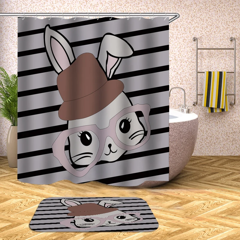 Polyester Fabric Flower Rabbit Pattern Waterproof Mildewproof Shower Curtain For Child Bathing Curtain with 12 Hooks
Polyester Fabric Flower Rabbit Pattern Waterproof Mildewproof Shower Curtain For Child Bathing Curtain with 12 Hooks