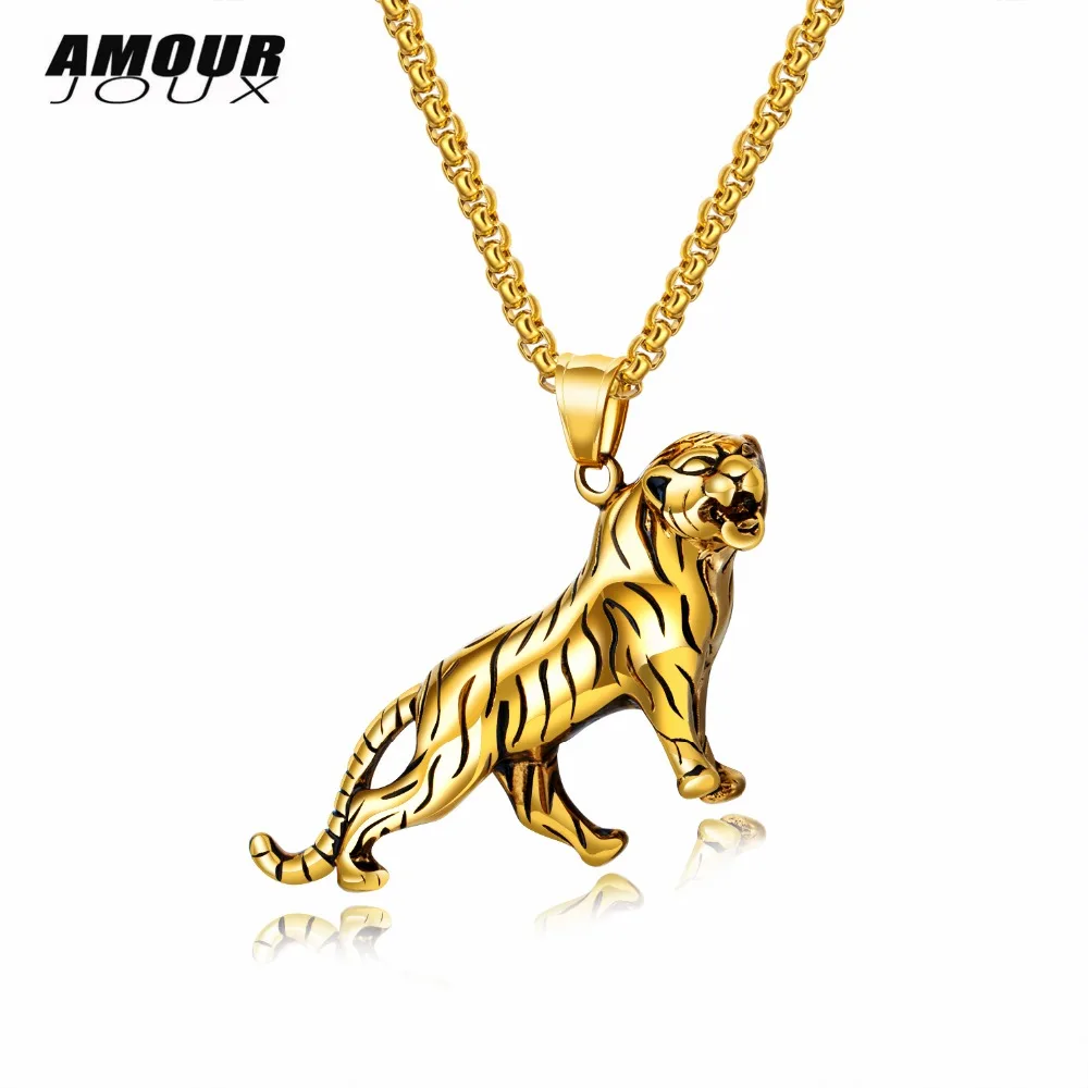AMOURJOUX Punk Roaring Leopard Vintage Gold/Silver-Color 316L Stainless Steel Pendant Necklaces For Women Men
AMOURJOUX Punk Roaring Leopard Vintage Gold/Silver-Color 316L Stainless Steel Pendant Necklaces For Women Men