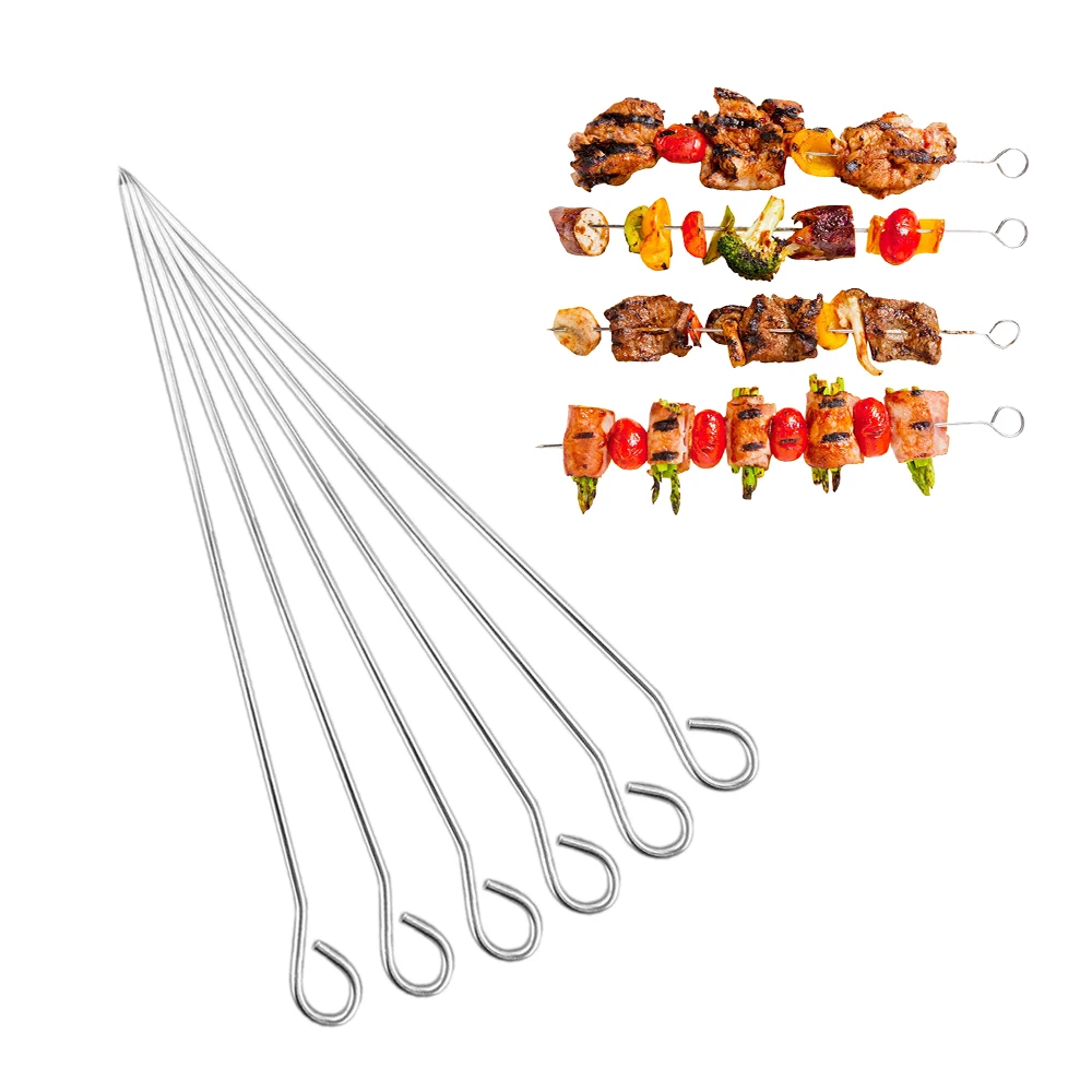 

GZZT BBQ Skewers 5pcs/10pcs Stainless Steel 30cm Different Length 2.5mm Thickness Easy to Make Meat Skewers Hot Sales