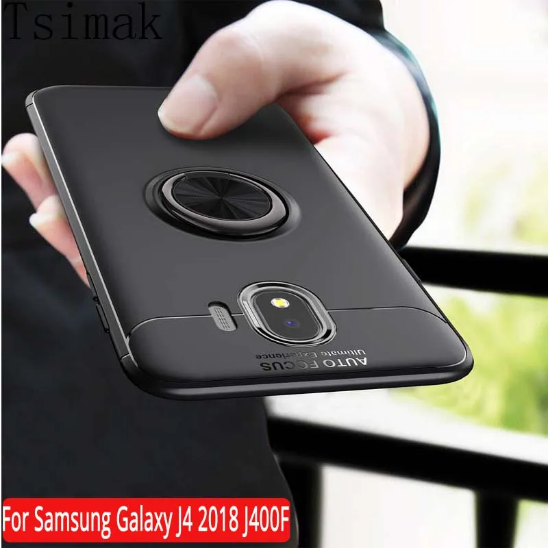Tsimak для samsung Galaxy J4 2018 силиконовый чехол автомобильный Магнитный палец кольцо