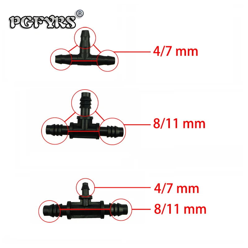 20PCS Sprinkler Irrigation 4/7mm Tee Pipe Barb Hose Fitting Joiner Drip System for 4mm/7mm Tube 8/11 hose connector 8mm turn 4mm
20PCS Sprinkler Irrigation 4/7mm Tee Pipe Barb Hose Fitting Joiner Drip System for 4mm/7mm Tube 8/11 hose connector 8mm turn 4mm