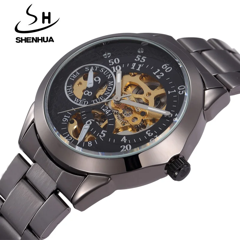 SHENHUA Top Brand Luxury Auotmatic Mechanical Watches For Men Male Steampunk Clock Black Skeleton Watches Waterproof Shockproof
SHENHUA Top Brand Luxury Auotmatic Mechanical Watches For Men Male Steampunk Clock Black Skeleton Watches Waterproof Shockproof